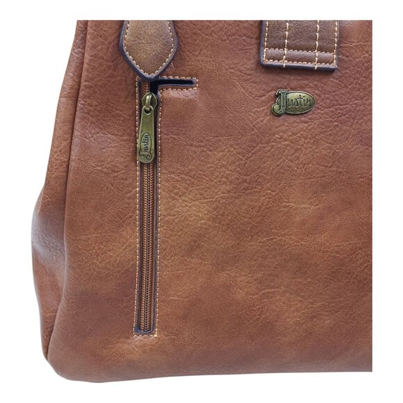 Justin Brown Concealed Carry Handbag With Dual Zippered Pockets Magnet Closure - Picture 3 of 16